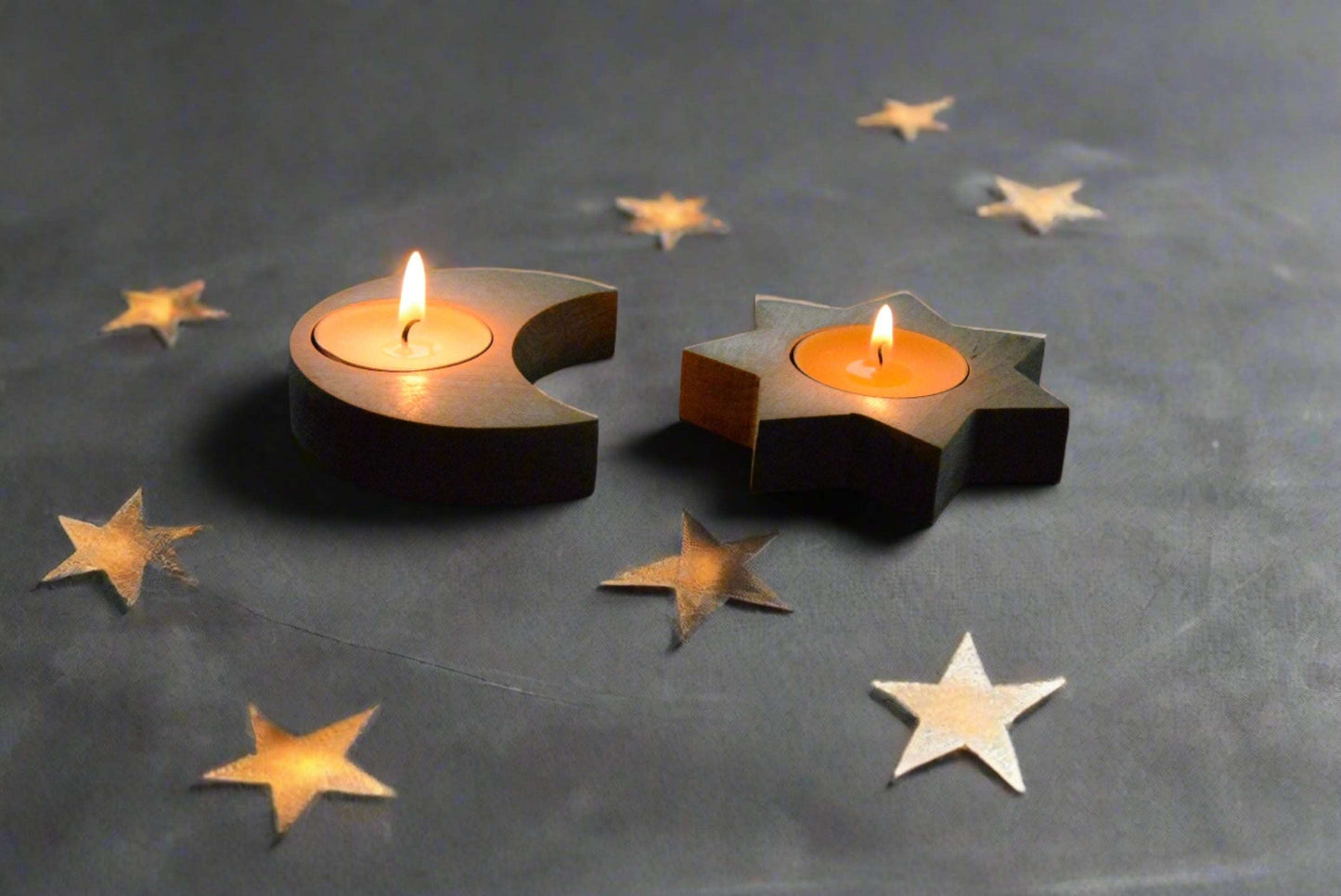 Arbatinės žvakidės  - Saulė, Mėnulis. Komplektas (2 vnt.)