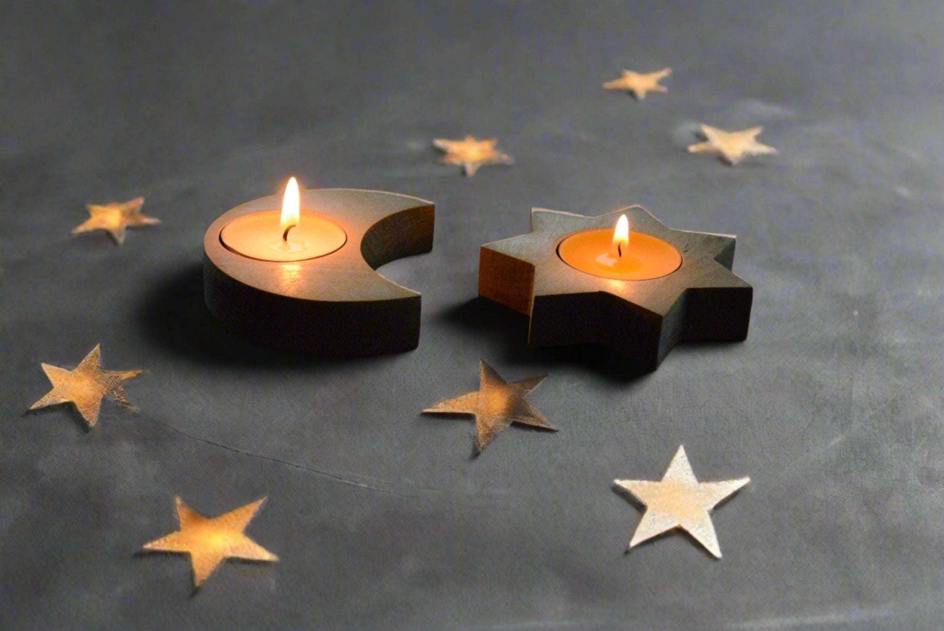 Arbatinės žvakidės  - Saulė, Mėnulis. Komplektas (2 vnt.)