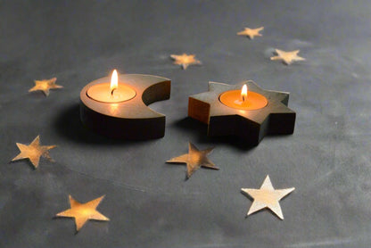 Arbatinės žvakidės  - Saulė, Mėnulis. Komplektas (2 vnt.)