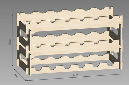 Modulinė, greito surinkimo vyno lentyna 19 cm. x 30 cm x 60 cm. (12 ir daugiau butelių).