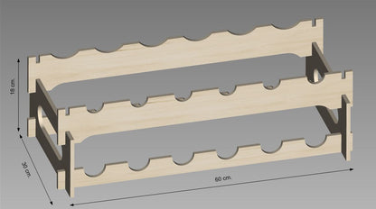 Modulinė, greito surinkimo vyno lentyna 19 cm. x 30 cm x 60 cm. (12 ir daugiau butelių).