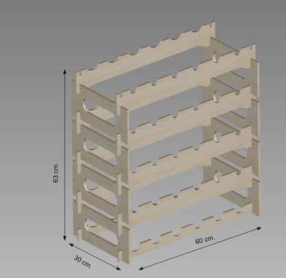 Modulinė, greito surinkimo vyno lentyna 19 cm. x 30 cm x 60 cm. (12 ir daugiau butelių).
